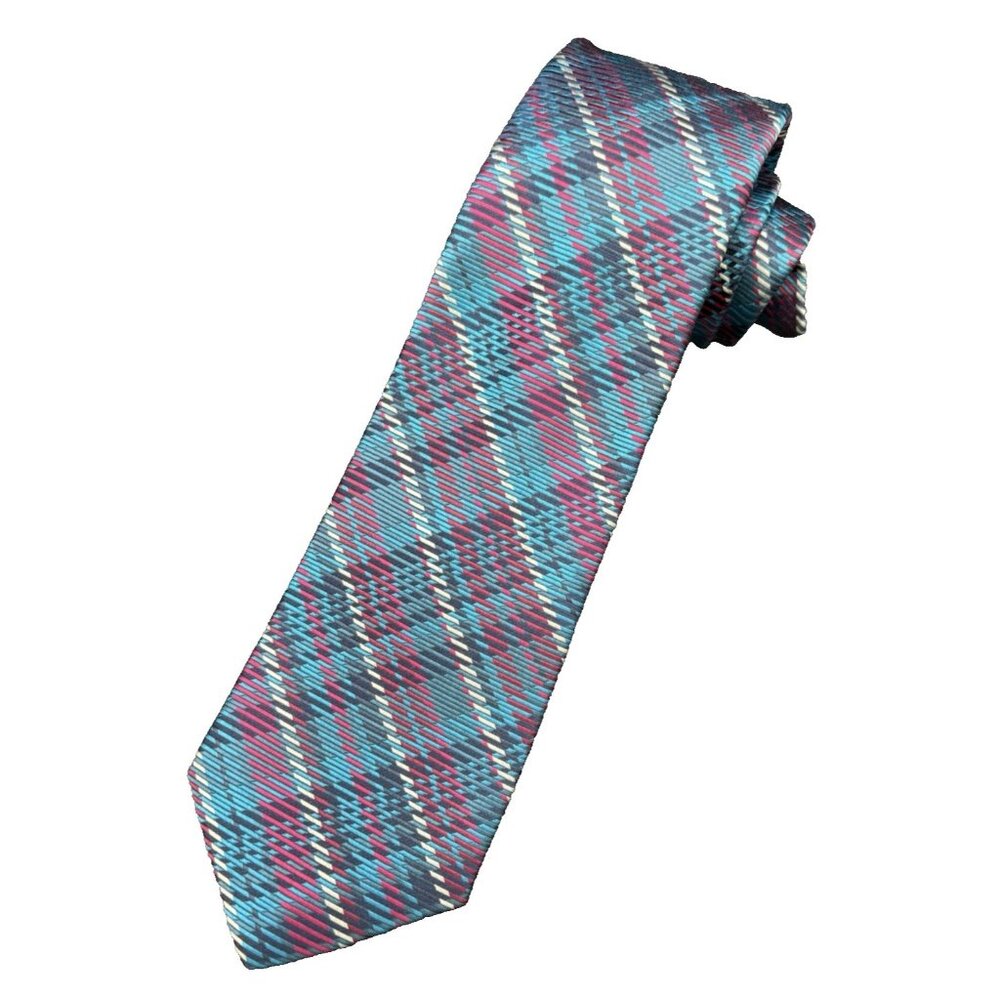 7 Fold Men's Tie100% Silk Seven Fold MICHELSONS LONDON England Geometric EUC